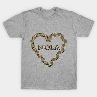 NOLA Heart Wreath - Black & Gold T-Shirt